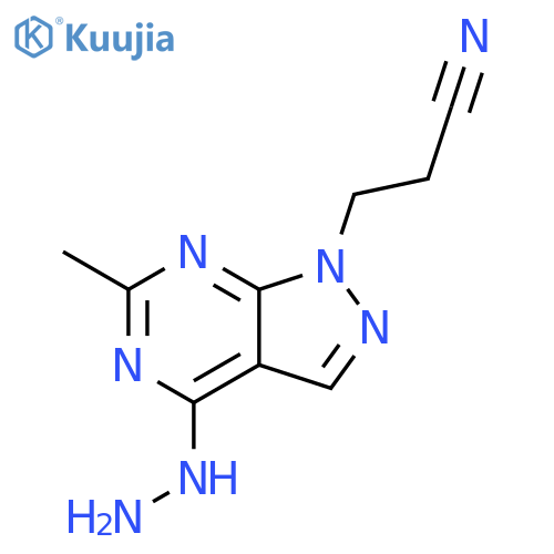 1H-Pyrazolo[3,4-d]pyrimidine-1-propanenitrile, 4-hydrazinyl-6-methyl- structure