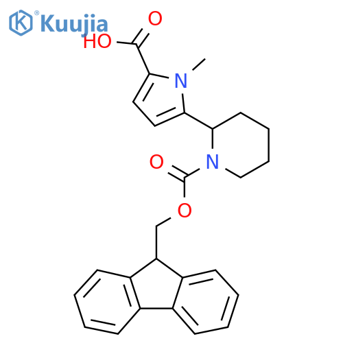 5-(1-{[(9H-fluoren-9-yl)methoxy]carbonyl}piperidin-2-yl)-1-methyl-1H-pyrrole-2-carboxylic acid structure