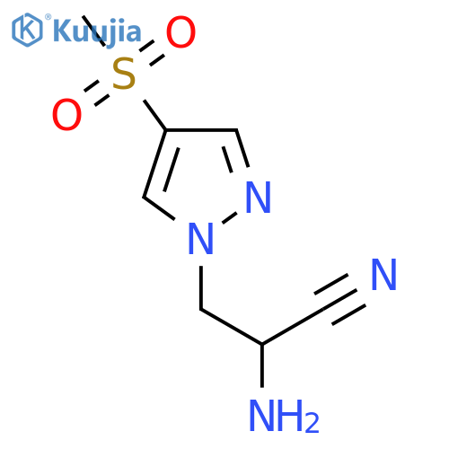 2-amino-3-(4-methanesulfonyl-1H-pyrazol-1-yl)propanenitrile structure