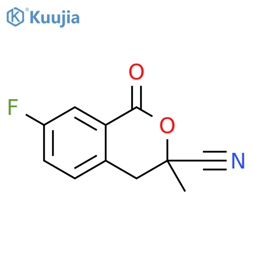 1H-2-Benzopyran-3-carbonitrile, 7-fluoro-3,4-dihydro-3-methyl-1-oxo- structure