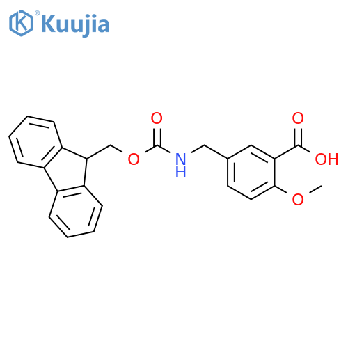 5-[({[(9H-fluoren-9-yl)methoxy]carbonyl}amino)methyl]-2-methoxybenzoic acid structure