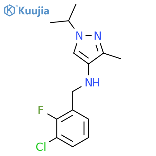 N-(3-chloro-2-fluorophenyl)methyl-3-methyl-1-(propan-2-yl)-1H-pyrazol-4-amine structure
