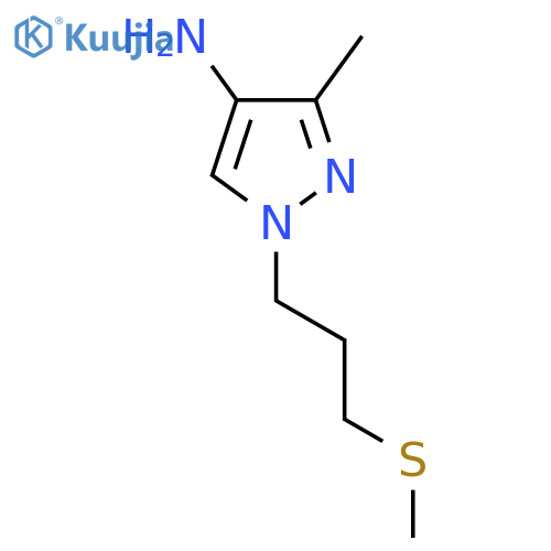 3-methyl-1-3-(methylsulfanyl)propyl-1H-pyrazol-4-amine structure