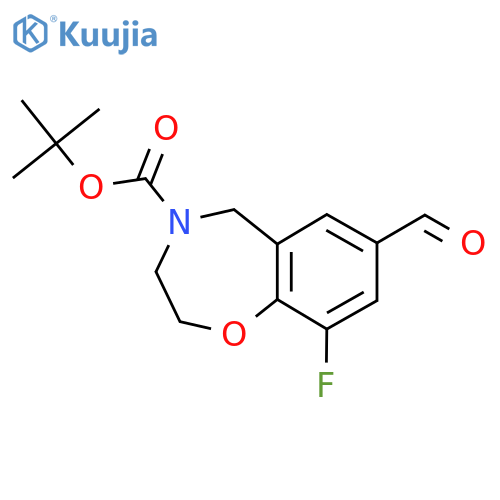 tert-butyl 9-fluoro-7-formyl-2,3,4,5-tetrahydro-1,4-benzoxazepine-4-carboxylate structure