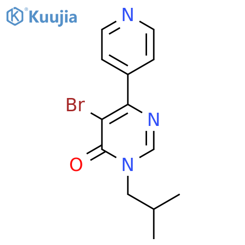 5-bromo-3-(2-methylpropyl)-6-(pyridin-4-yl)-3,4-dihydropyrimidin-4-one structure