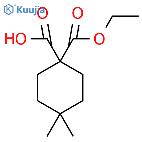 1-(ethoxycarbonyl)-4,4-dimethylcyclohexane-1-carboxylic acid structure