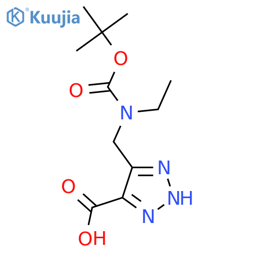 5-({[(tert-butoxy)carbonyl](ethyl)amino}methyl)-1H-1,2,3-triazole-4-carboxylic acid structure