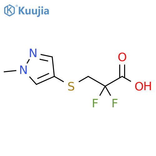 Propanoic acid, 2,2-difluoro-3-[(1-methyl-1H-pyrazol-4-yl)thio]- structure