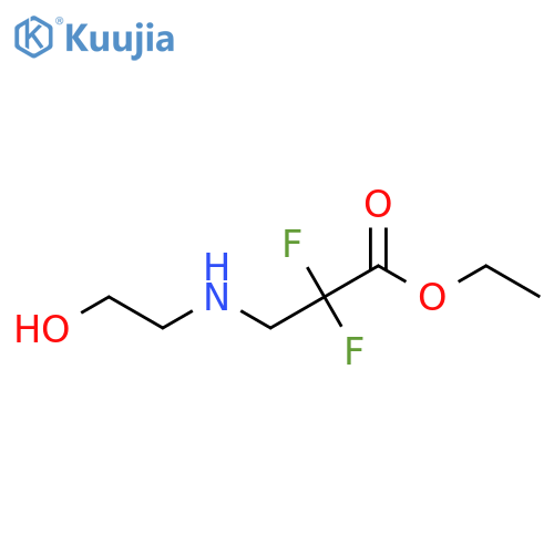 Ethyl 2,2-difluoro-3-(2-hydroxyethylamino)propanoate structure
