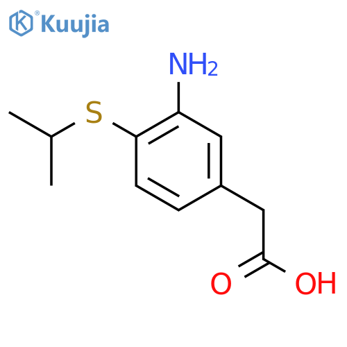 2-[3-Amino-4-(propan-2-ylsulfanyl)phenyl]acetic acid structure