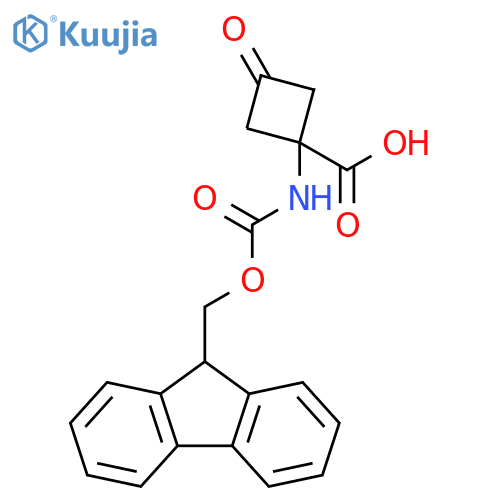 1-(9H-fluoren-9-ylmethoxycarbonylamino)-3-oxo-cyclobutanecarboxylic acid structure