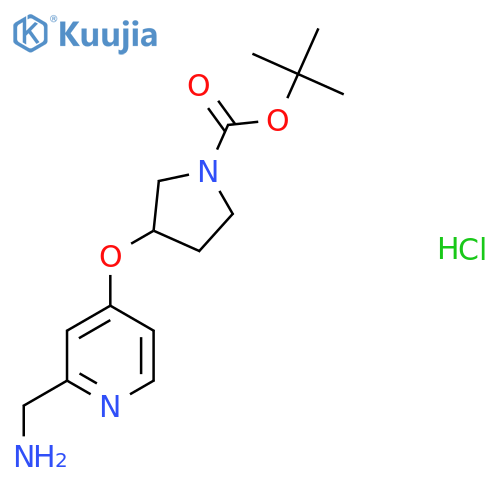 Tert-butyl 3-{[2-(aminomethyl)pyridin-4-yl]oxy}pyrrolidine-1-carboxylate hydrochloride structure