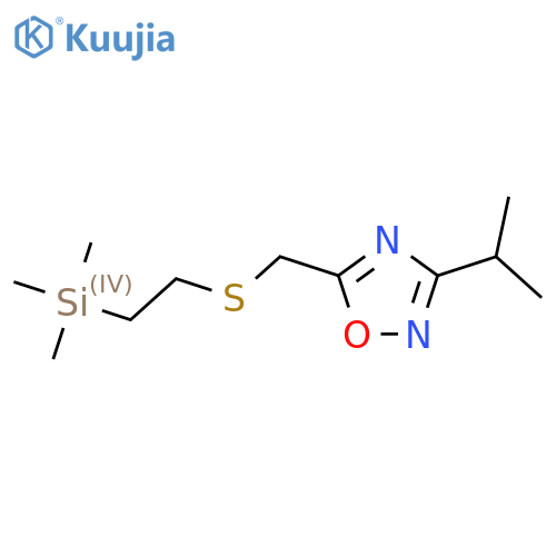 3-(propan-2-yl)-5-({2-(trimethylsilyl)ethylsulfanyl}methyl)-1,2,4-oxadiazole structure