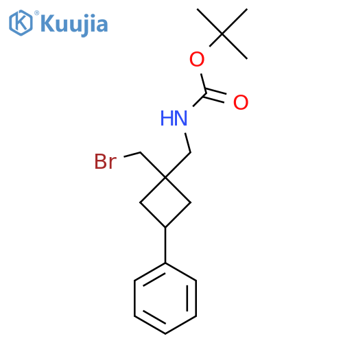 tert-butyl N-{1-(bromomethyl)-3-phenylcyclobutylmethyl}carbamate structure