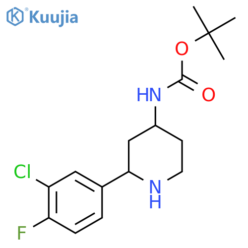 tert-butyl N-[2-(3-chloro-4-fluorophenyl)piperidin-4-yl]carbamate structure