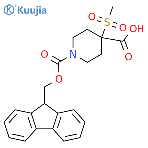 1-{[(9H-fluoren-9-yl)methoxy]carbonyl}-4-methanesulfonylpiperidine-4-carboxylic acid structure