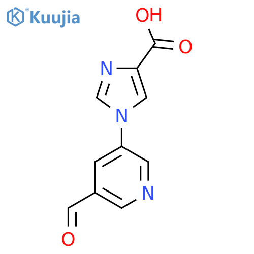 1-(5-formylpyridin-3-yl)-1H-imidazole-4-carboxylic acid structure
