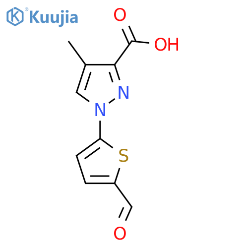 1-(5-formylthiophen-2-yl)-4-methyl-1H-pyrazole-3-carboxylic acid structure