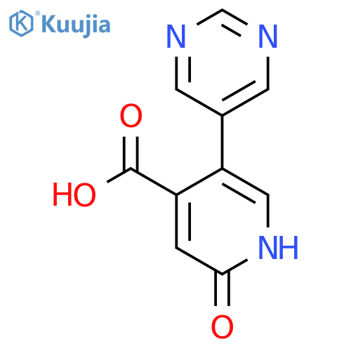 2-Hydroxy-5-(pyrimidin-5-yl)pyridine-4-carboxylic acid structure