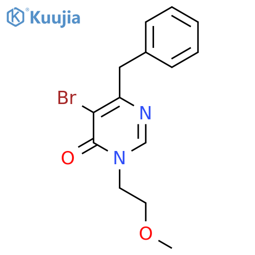 6-benzyl-5-bromo-3-(2-methoxyethyl)-3,4-dihydropyrimidin-4-one structure