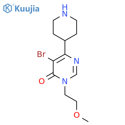5-bromo-3-(2-methoxyethyl)-6-(piperidin-4-yl)-3,4-dihydropyrimidin-4-one structure