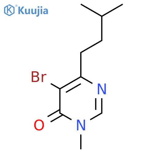 5-bromo-3-methyl-6-(3-methylbutyl)-3,4-dihydropyrimidin-4-one structure
