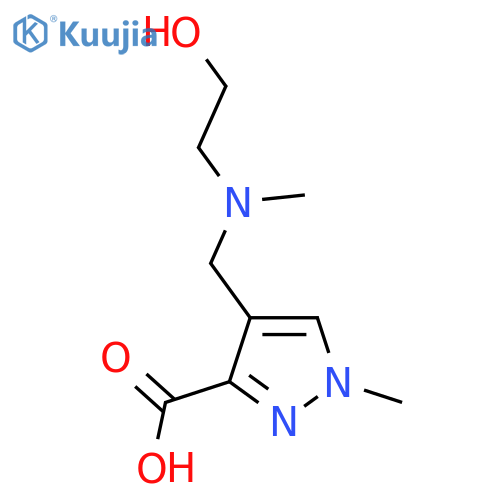 4-{[(2-hydroxyethyl)(methyl)amino]methyl}-1-methyl-1H-pyrazole-3-carboxylic acid structure