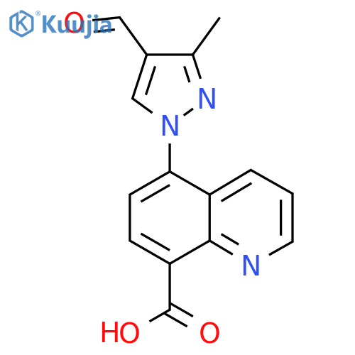 5-(4-formyl-3-methyl-1H-pyrazol-1-yl)quinoline-8-carboxylic acid structure