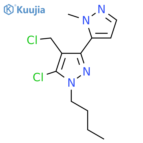 1-butyl-5-chloro-4-(chloromethyl)-3-(1-methyl-1H-pyrazol-5-yl)-1H-pyrazole structure