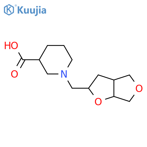 1-({Hexahydrofuro[2,3-c]furan-2-yl}methyl)piperidine-3-carboxylic acid structure
