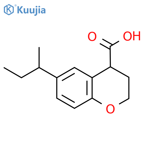 6-(butan-2-yl)-3,4-dihydro-2H-1-benzopyran-4-carboxylic acid structure