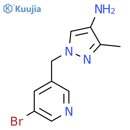 1-(5-bromopyridin-3-yl)methyl-3-methyl-1H-pyrazol-4-amine structure