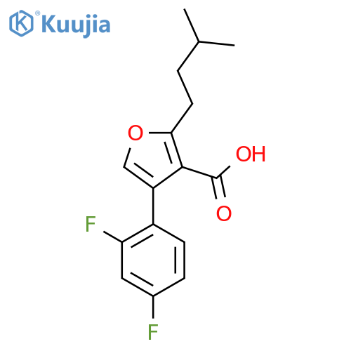 4-(2,4-Difluorophenyl)-2-(3-methylbutyl)furan-3-carboxylic acid structure