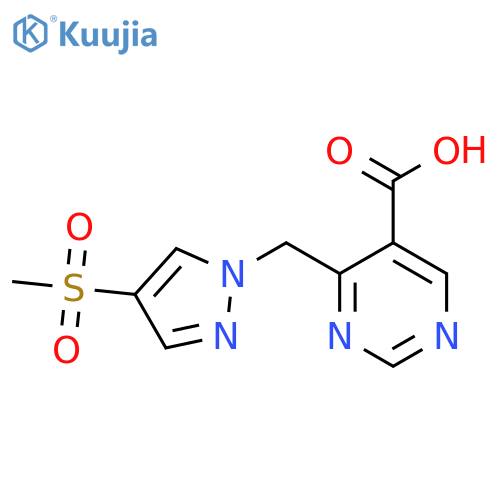 4-(4-methanesulfonyl-1H-pyrazol-1-yl)methylpyrimidine-5-carboxylic acid structure