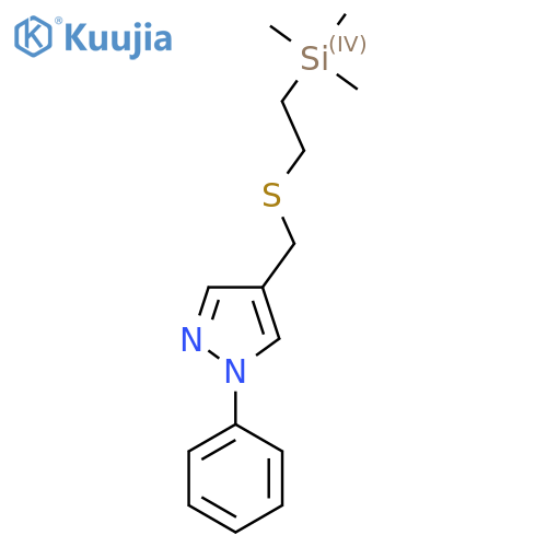 1-phenyl-4-({2-(trimethylsilyl)ethylsulfanyl}methyl)-1H-pyrazole structure