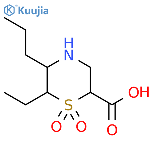 6-Ethyl-1,1-dioxo-5-propyl-1lambda6-thiomorpholine-2-carboxylic acid structure