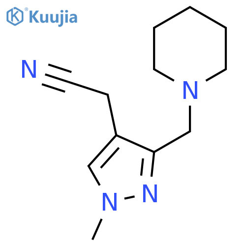 2-{1-methyl-3-[(piperidin-1-yl)methyl]-1H-pyrazol-4-yl}acetonitrile structure