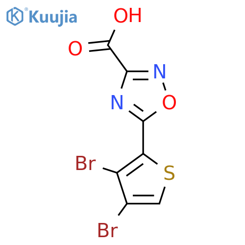 5-(3,4-dibromothiophen-2-yl)-1,2,4-oxadiazole-3-carboxylic acid structure