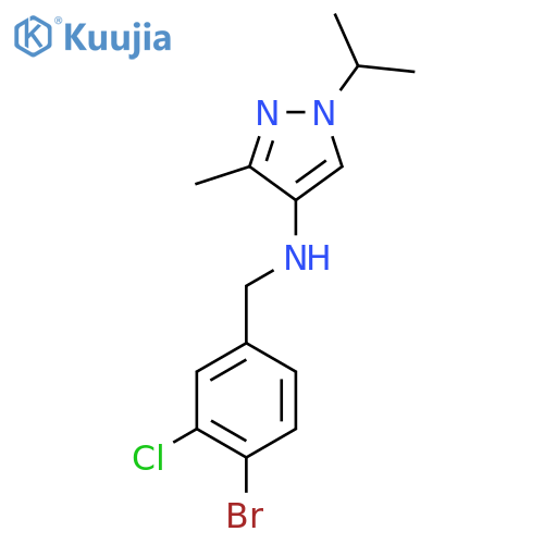 N-(4-bromo-3-chlorophenyl)methyl-3-methyl-1-(propan-2-yl)-1H-pyrazol-4-amine structure