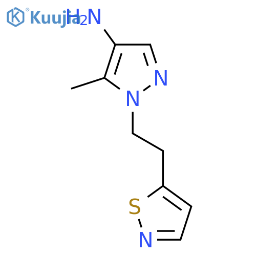 5-methyl-1-2-(1,2-thiazol-5-yl)ethyl-1H-pyrazol-4-amine structure