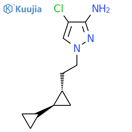 rac-4-chloro-1-{2-(1R,2R)-2-cyclopropylcyclopropylethyl}-1H-pyrazol-3-amine structure