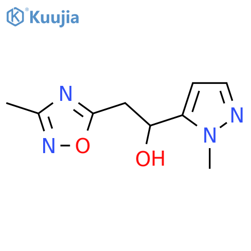2-(3-methyl-1,2,4-oxadiazol-5-yl)-1-(1-methyl-1H-pyrazol-5-yl)ethan-1-ol structure