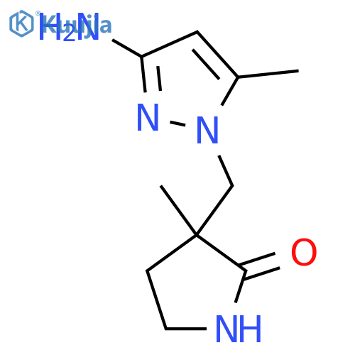 3-(3-amino-5-methyl-1H-pyrazol-1-yl)methyl-3-methylpyrrolidin-2-one structure