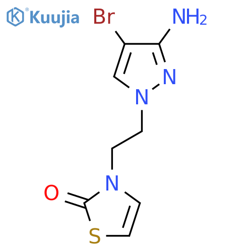 3-2-(3-amino-4-bromo-1H-pyrazol-1-yl)ethyl-2,3-dihydro-1,3-thiazol-2-one structure