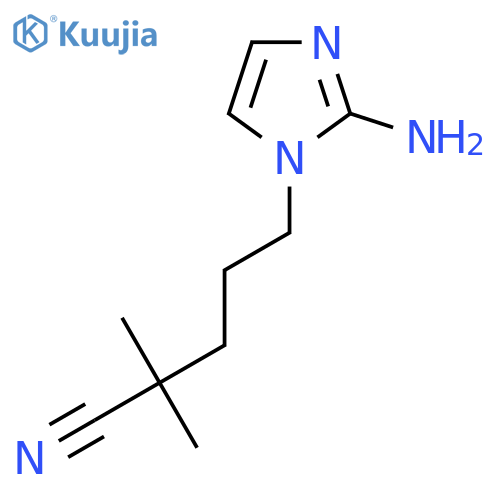 5-(2-amino-1H-imidazol-1-yl)-2,2-dimethylpentanenitrile structure