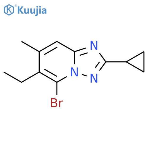 5-bromo-2-cyclopropyl-6-ethyl-7-methyl-1,2,4triazolo1,5-apyridine structure