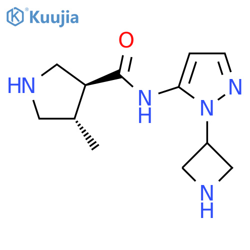 rac-(3R,4R)-N-1-(azetidin-3-yl)-1H-pyrazol-5-yl-4-methylpyrrolidine-3-carboxamide structure