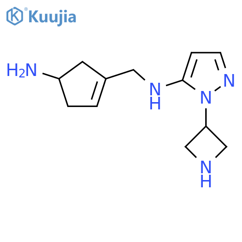 N-(4-aminocyclopent-1-en-1-yl)methyl-1-(azetidin-3-yl)-1H-pyrazol-5-amine structure