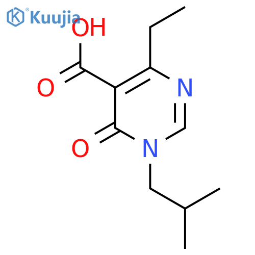 4-ethyl-1-(2-methylpropyl)-6-oxo-1,6-dihydropyrimidine-5-carboxylic acid structure