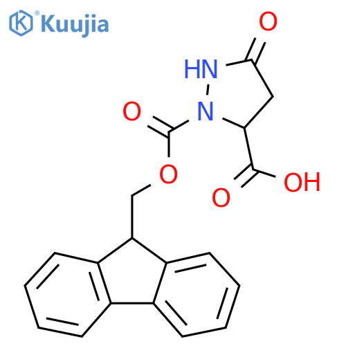 2-{[(9H-fluoren-9-yl)methoxy]carbonyl}-5-oxopyrazolidine-3-carboxylic acid structure